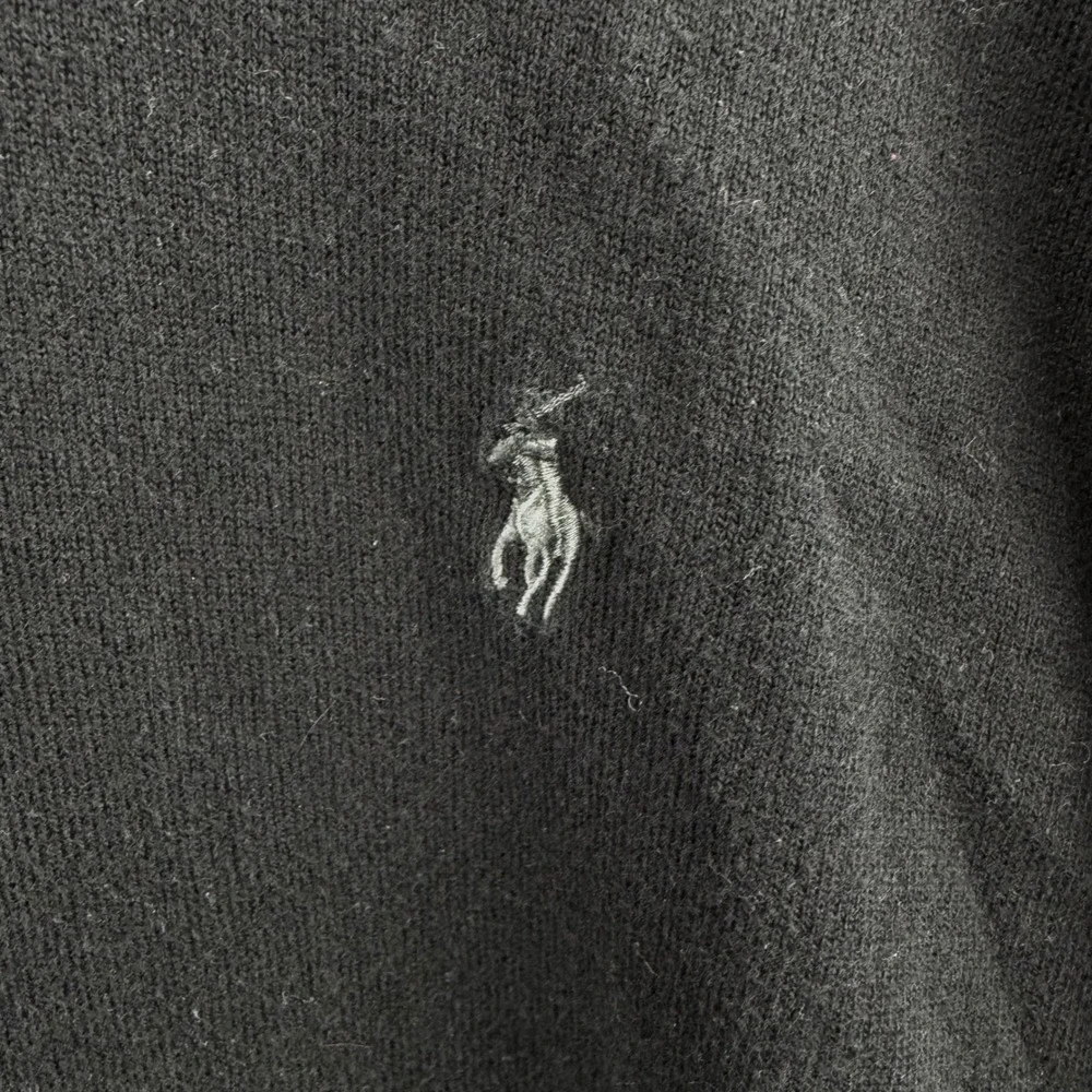 Polo Ralph Lauren Quarter Zip Sweater Mens‎ XXL Black Cotton Knit Pullover Logo